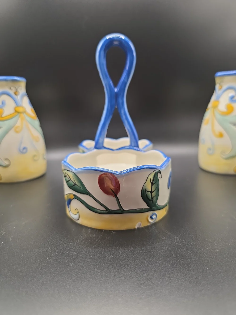 Fitz And Floyd Ricamo Ceramic Oil And Vinegar Cruet Set
